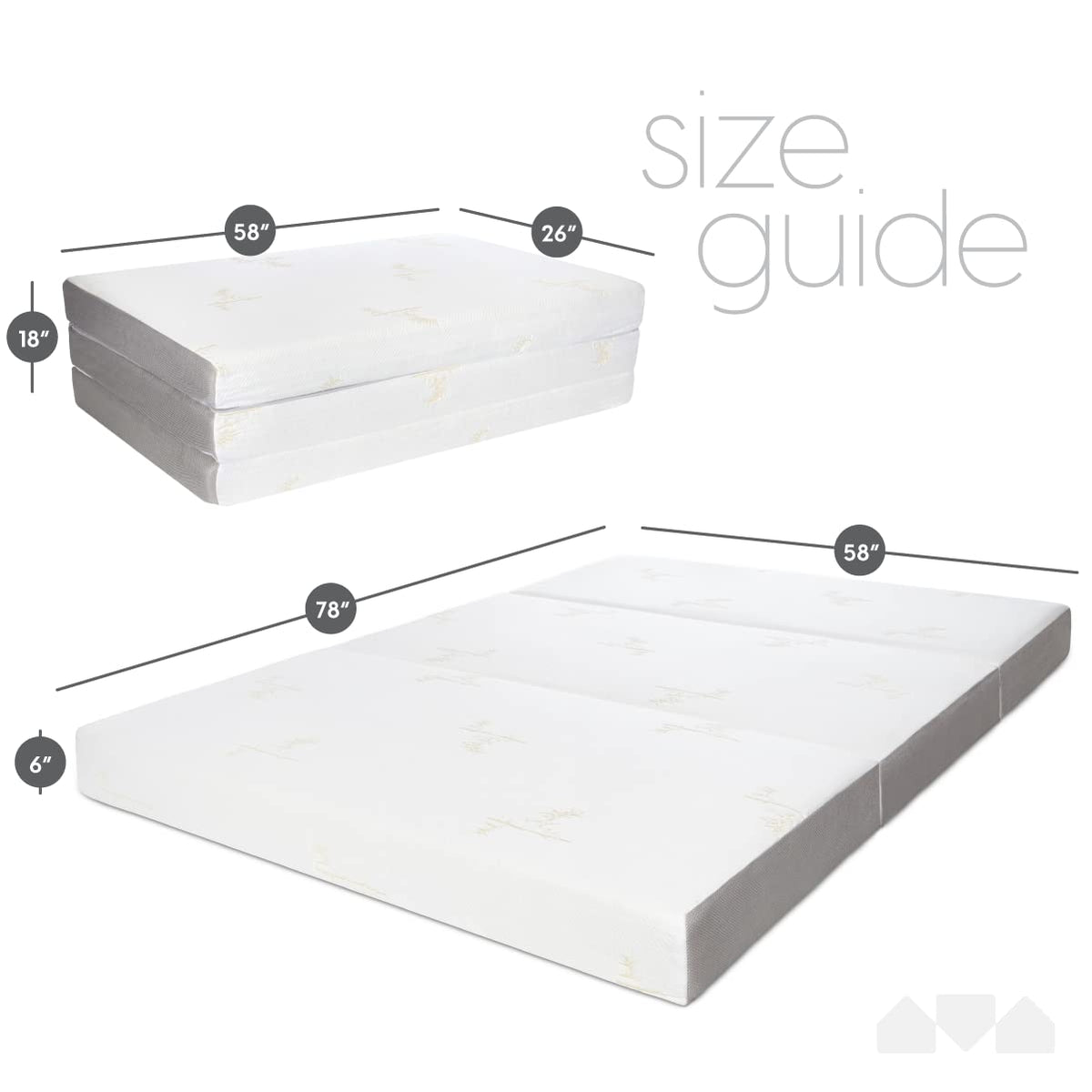 Queen Size 6 inch Memory Foam Trifold Mattress H427