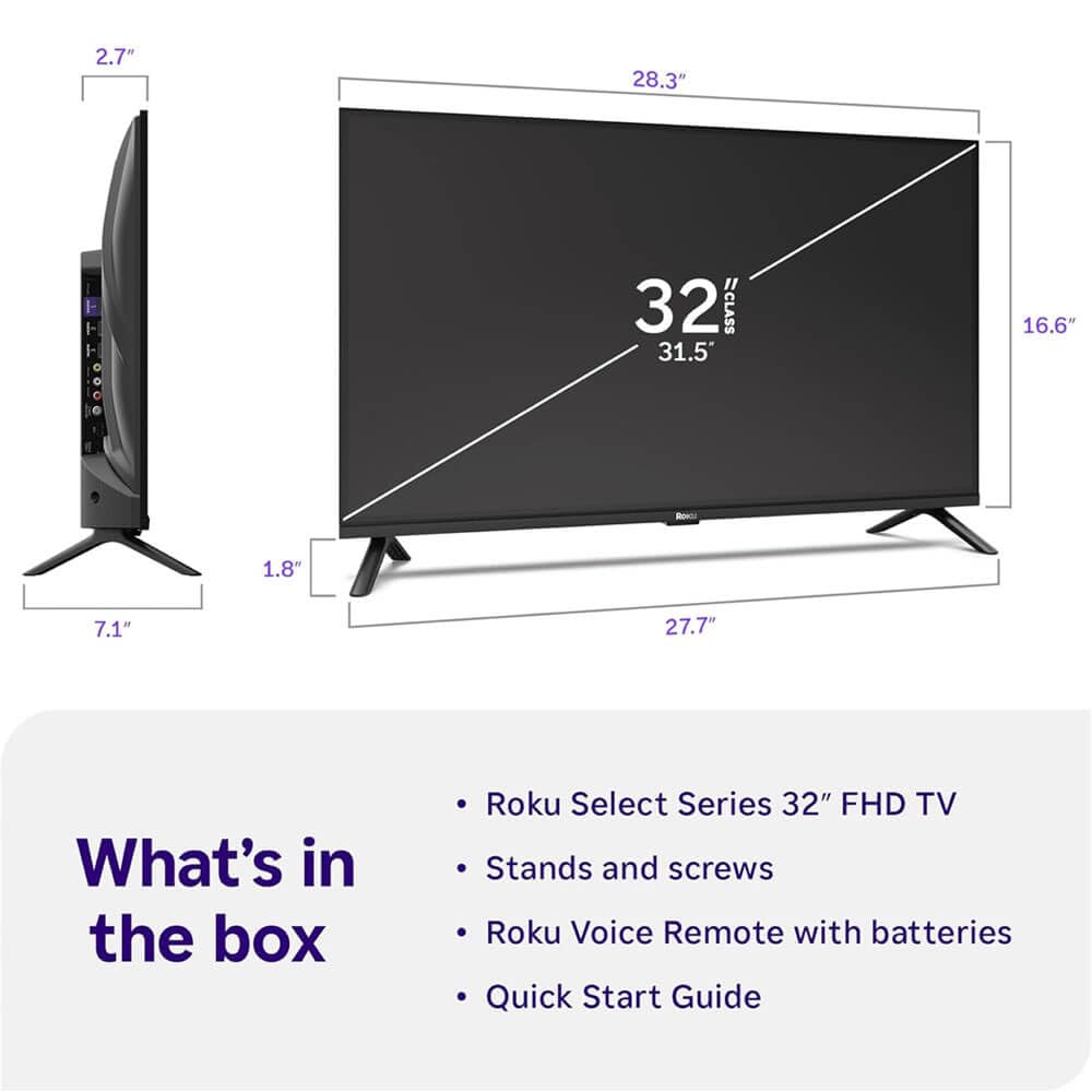 32" 1080p FHD LED Smart TV with HDMI Cable P8134