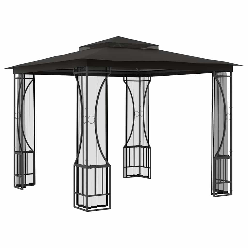 Anthracite Steel Frame 9.8'x9.8'x8.7' UV-Protective Polyester Gazebo R90570