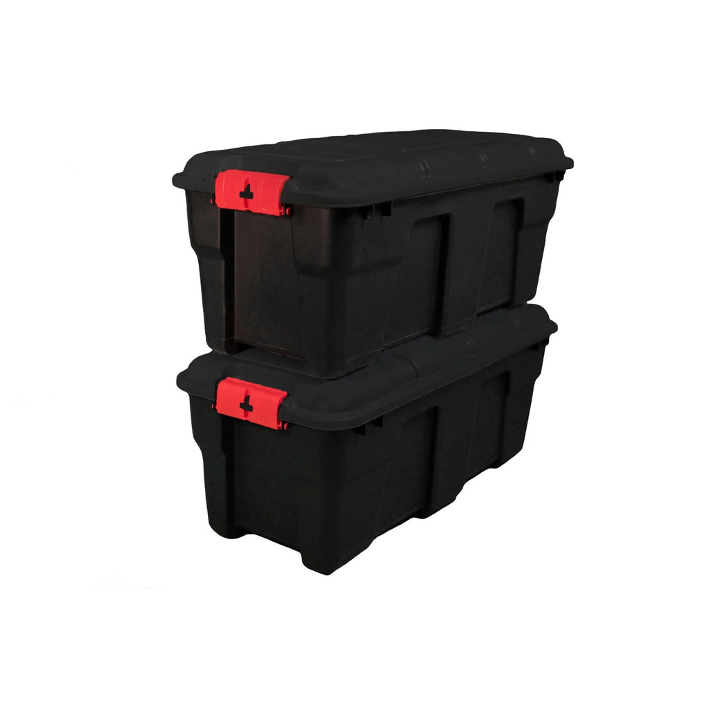 Stackable 17 Gallon Black Plastic Footlocker F3934