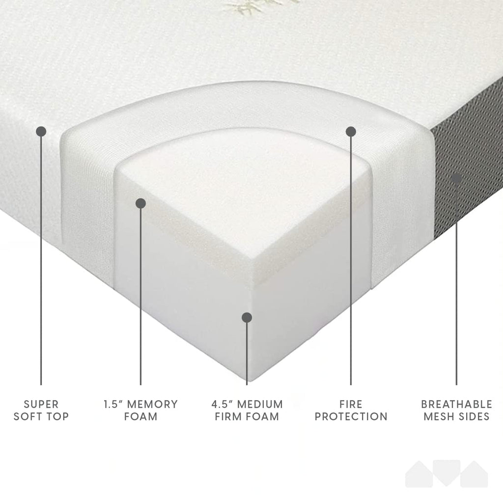 Queen Size 6 inch Memory Foam Trifold Mattress H427