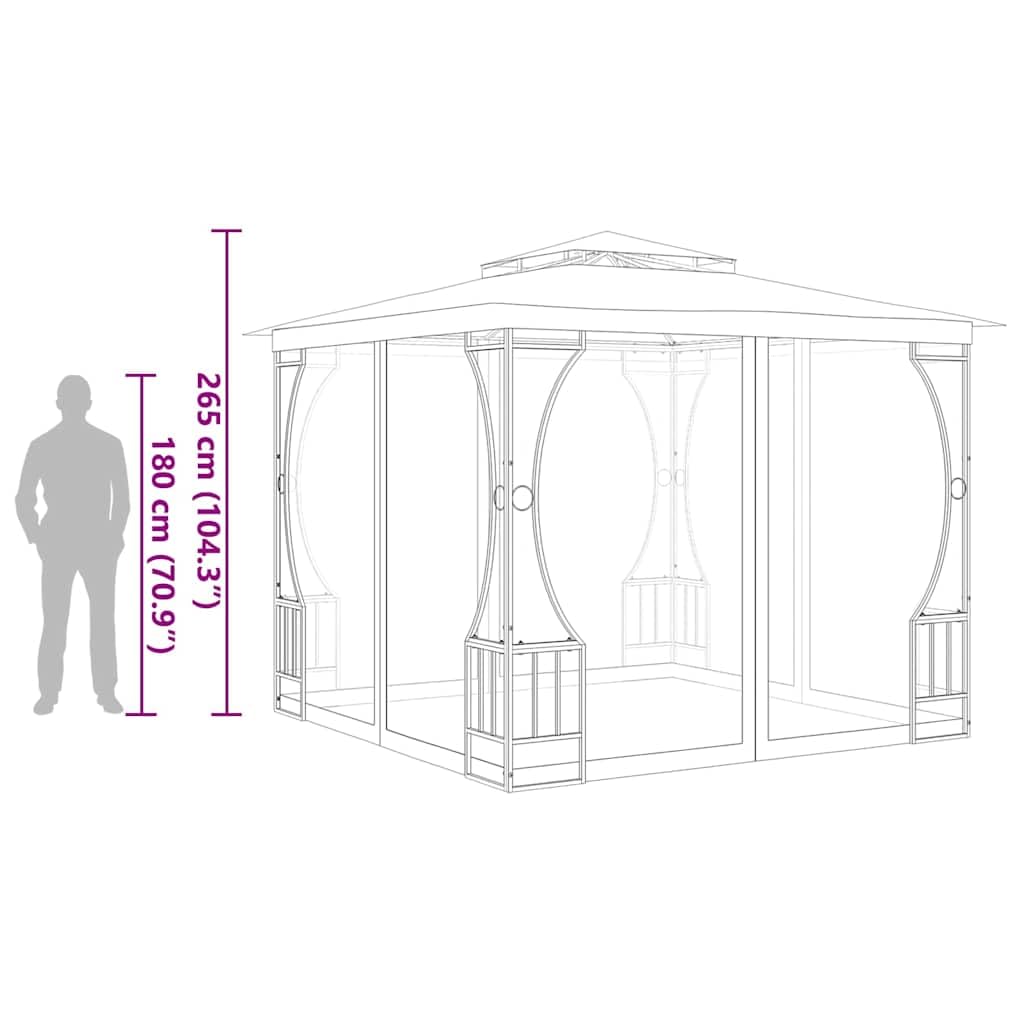 Anthracite Steel Frame 9.8'x9.8'x8.7' UV-Protective Polyester Gazebo R90570