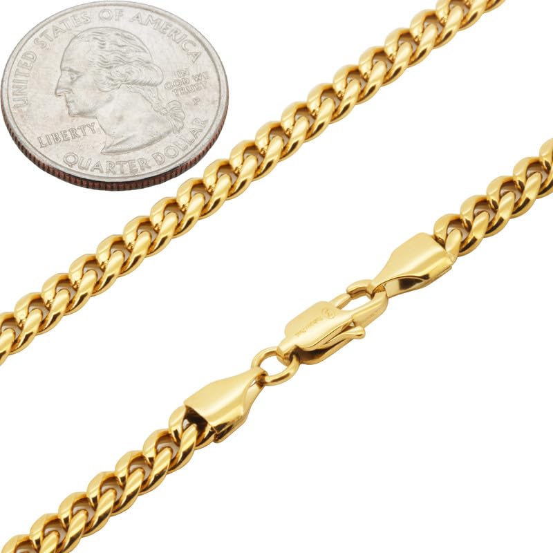 316L Stainless Steel 18k Yellow Gold Plated Cuban Link Chain Necklace Bracelet D5941