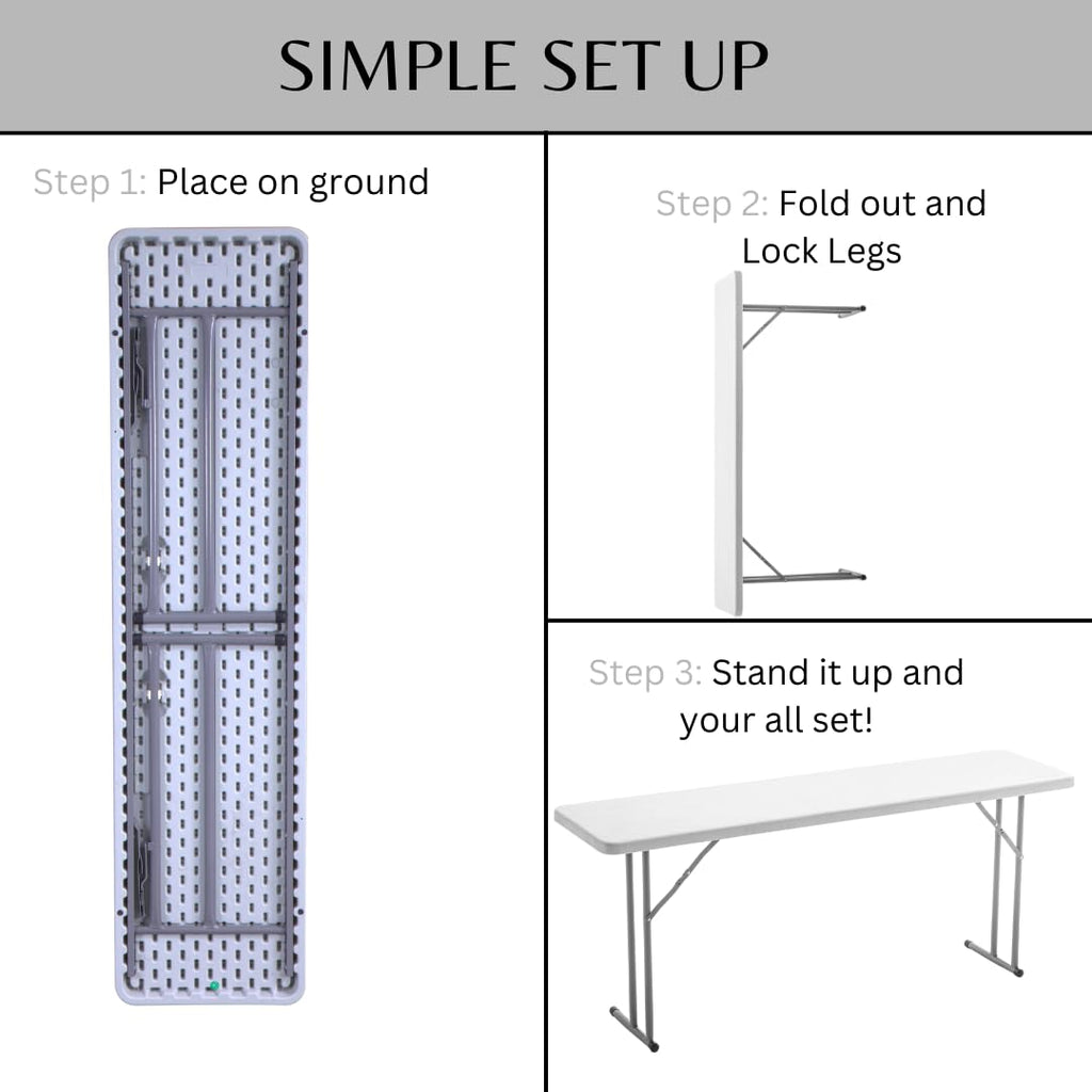White Granite Plastic Folding Training Table Set of 2 K1615