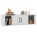 Wall Mounted Storage Cabinet, 2 Cube Floating Desk with Doors, White Z717074
