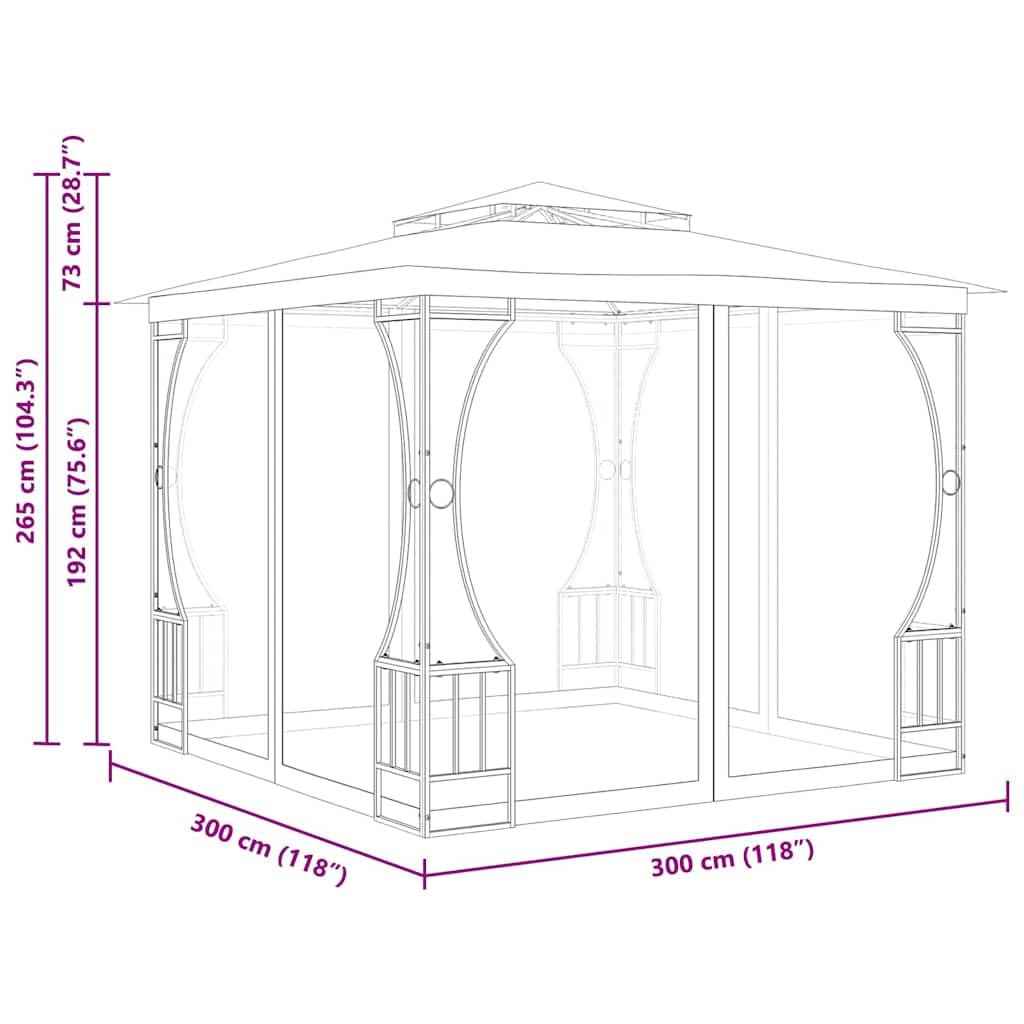 Anthracite Steel Frame 9.8'x9.8'x8.7' UV-Protective Polyester Gazebo R90570