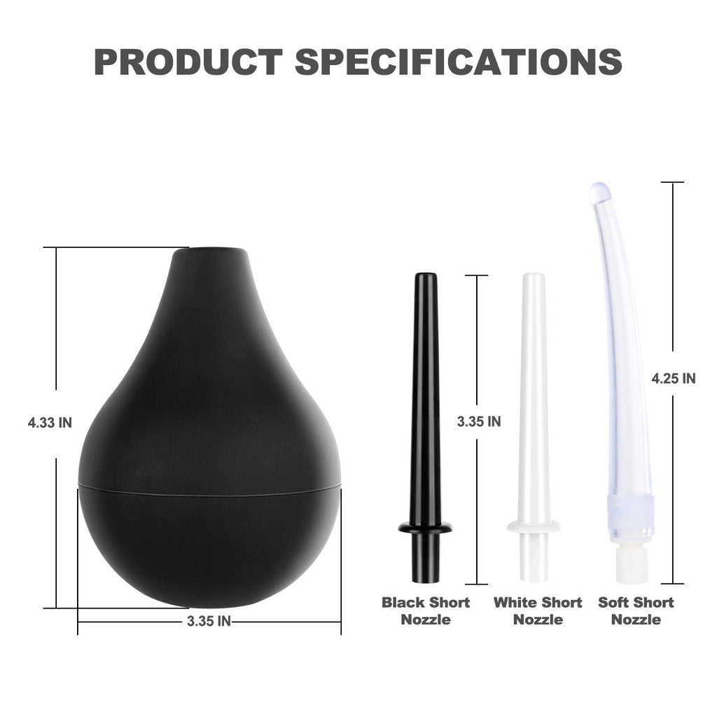 Enema Bulb Anal Douche Kit with 3 Nozzles 4 Piece Set E28298