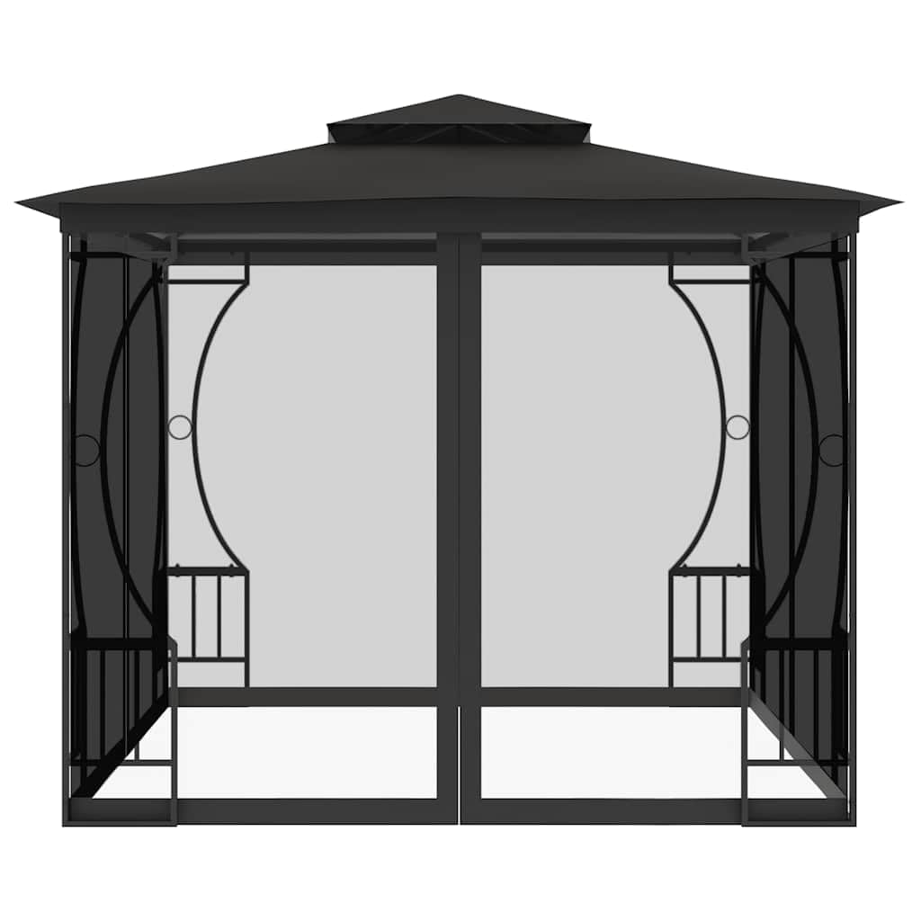 Anthracite Steel Frame 9.8'x9.8'x8.7' UV-Protective Polyester Gazebo R90570