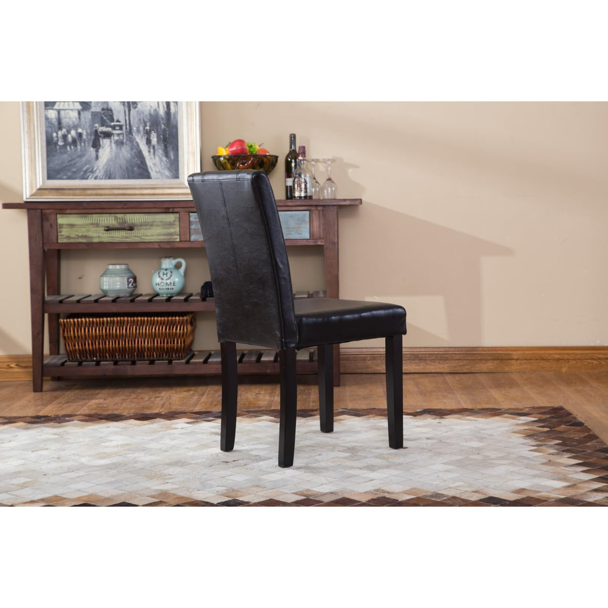 Solid Wood Leatherette Parson Chair Set of 2 A919