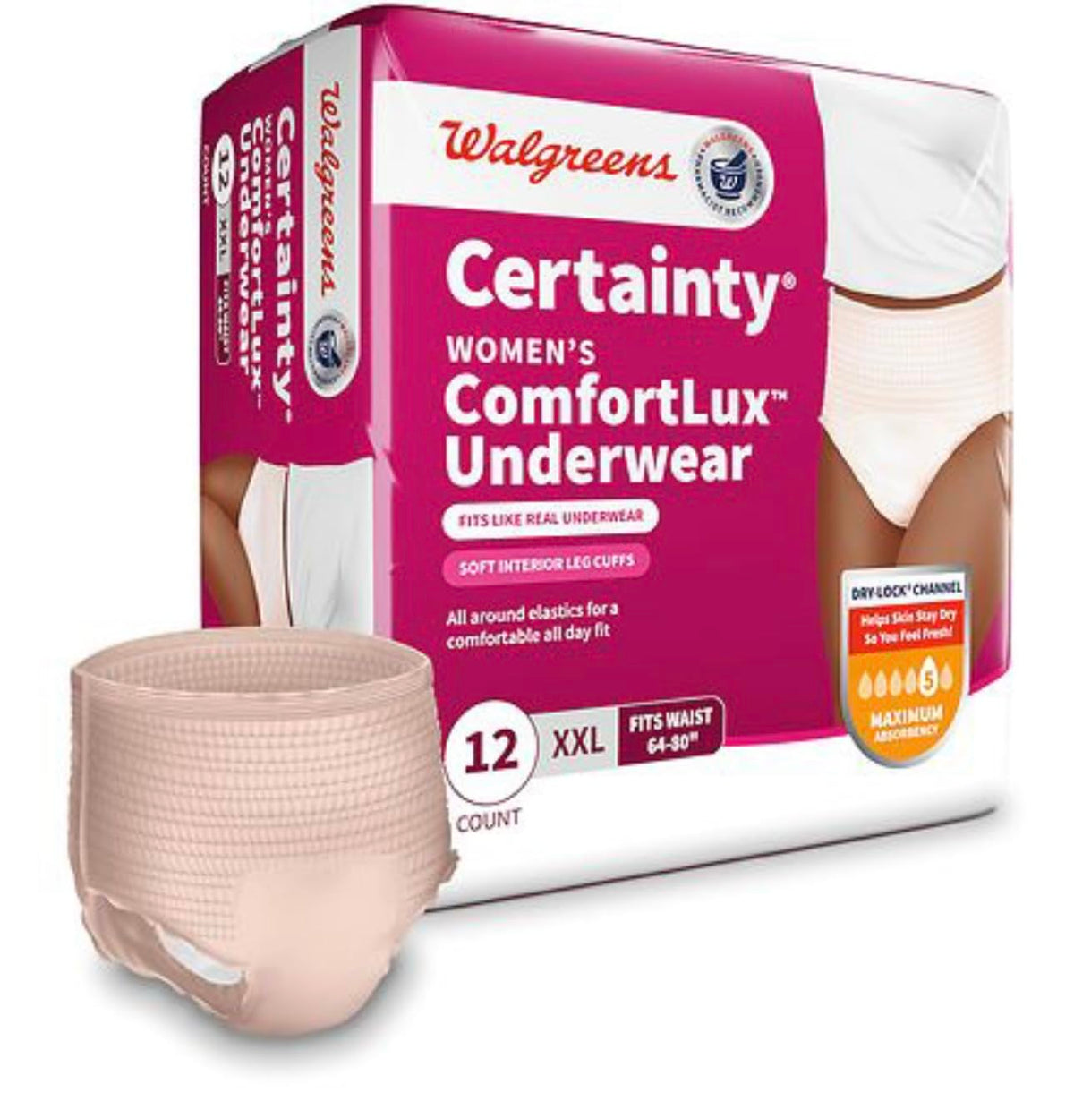 Women's Maximum Absorbency Underwear, XXL, 12 Count C505
