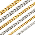 316L Stainless Steel 18k Yellow Gold Plated Cuban Link Chain Necklace Bracelet D5941