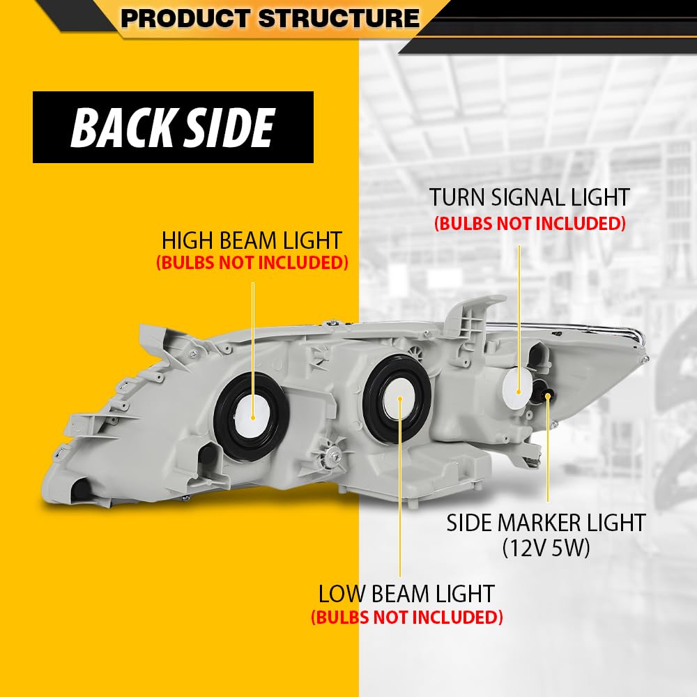 Clear Lens Chrome Housing Amber Reflector Headlight Assembly Pair D21761
