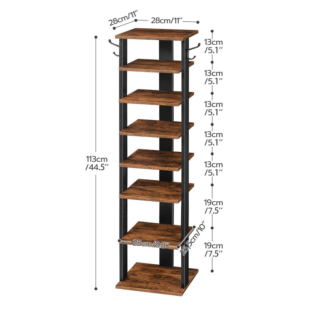 8 Tiers Vertical Wooden Shoe Rack Y516494