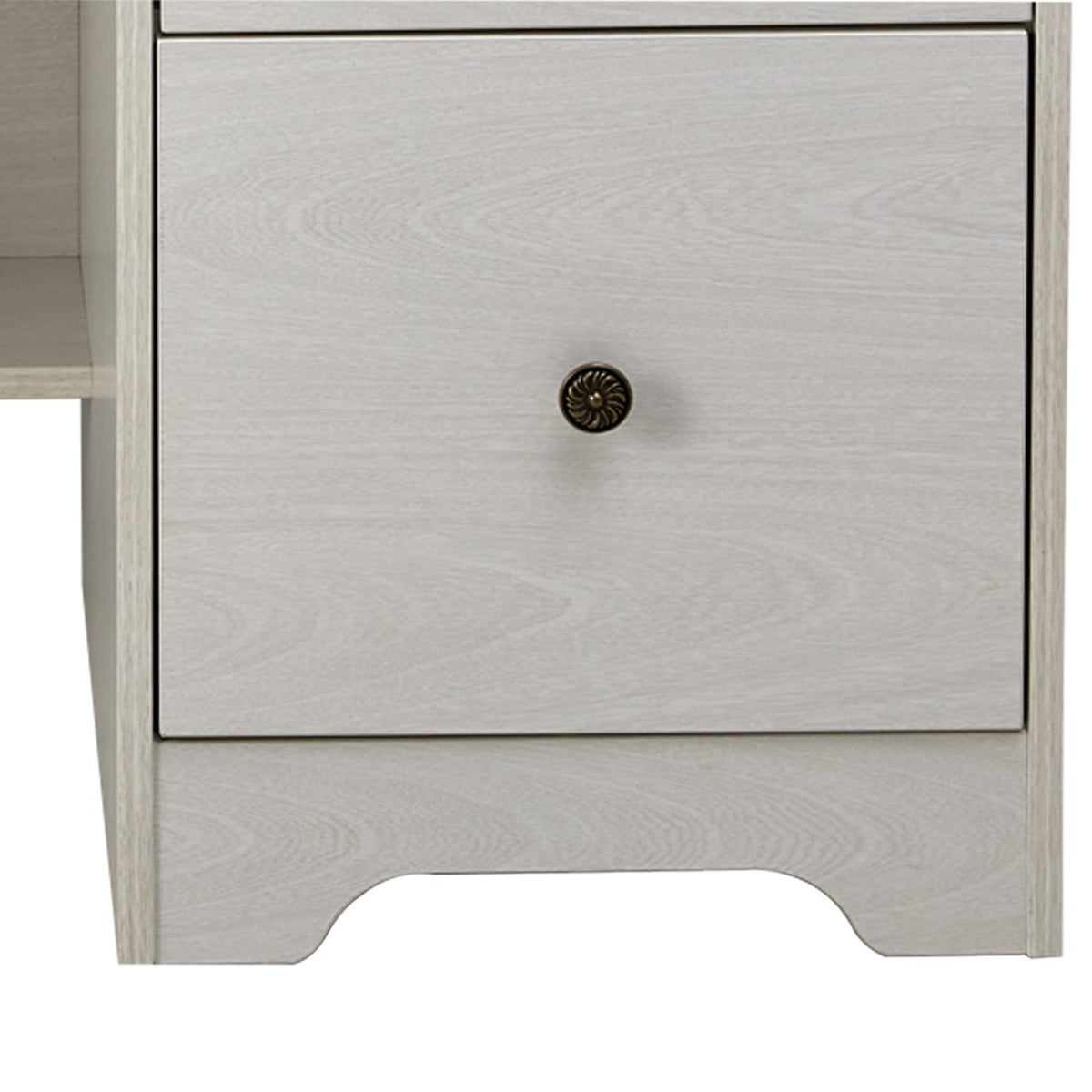 Oak White Computer Desk with 4 Drawers and Hutch Shelf N998309