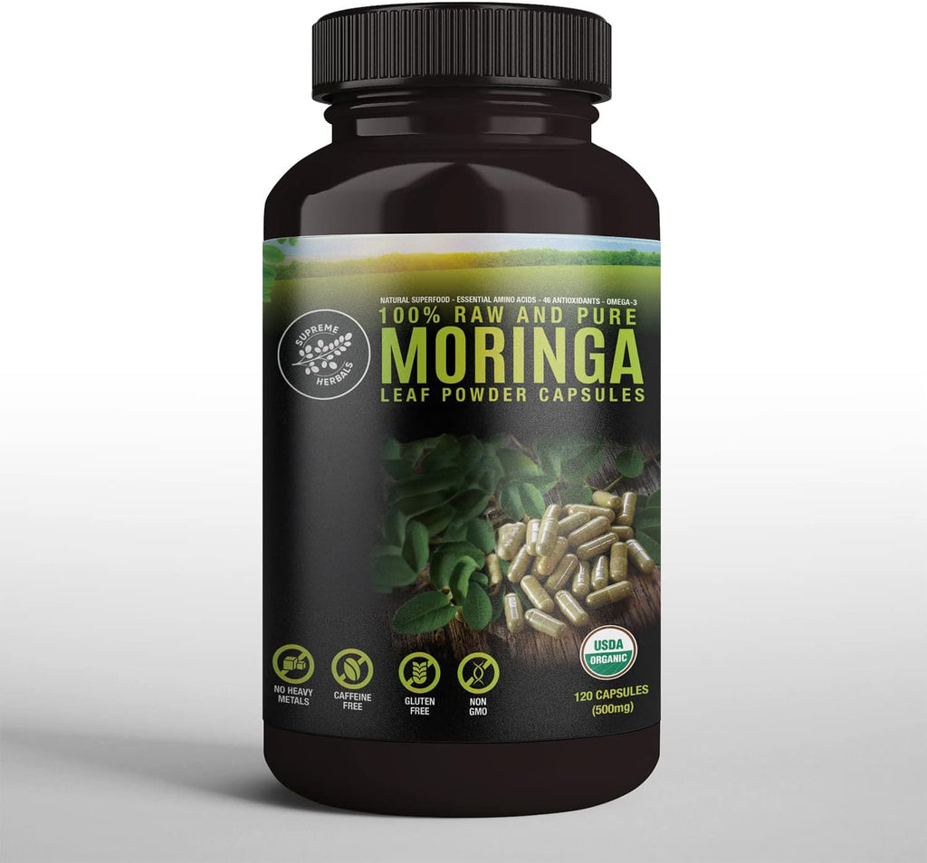 Organic Moringa Leaf Powder Capsules 500mg 120 Capsules D524986