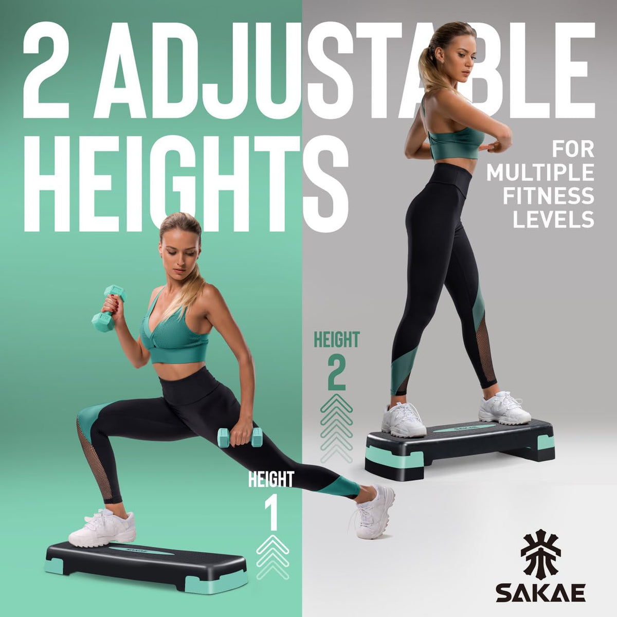 Adjustable Height Aerobic Stepper Set with Dumbbells, Kettlebell, Waist Trimmer, Ankle Weights or Weighted Vest B427270