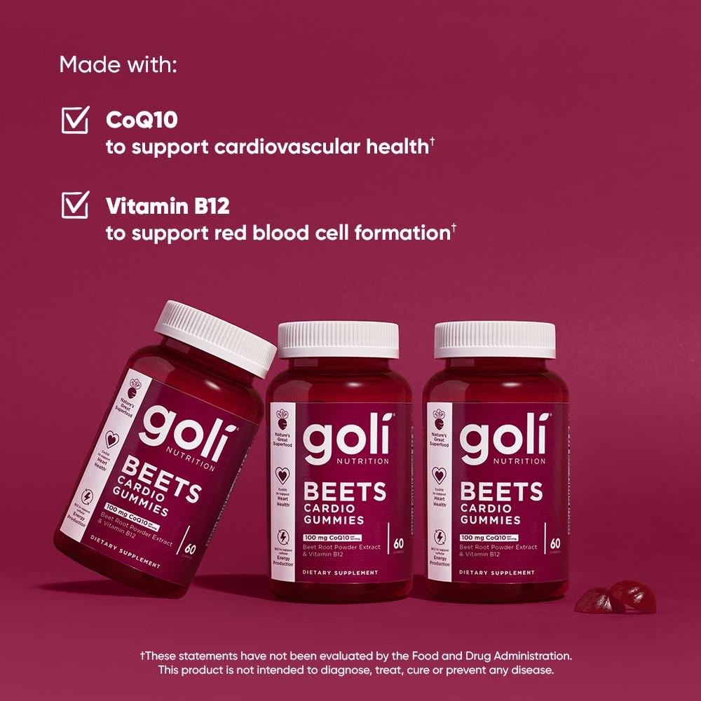 Beets Cardio Gummy 60 Count CoQ10 Beet Root Extract Vegan Gluten-Free O6657