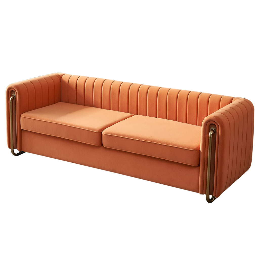 Orange Velvet 84 Inch 3-Seater Sofa N46689
