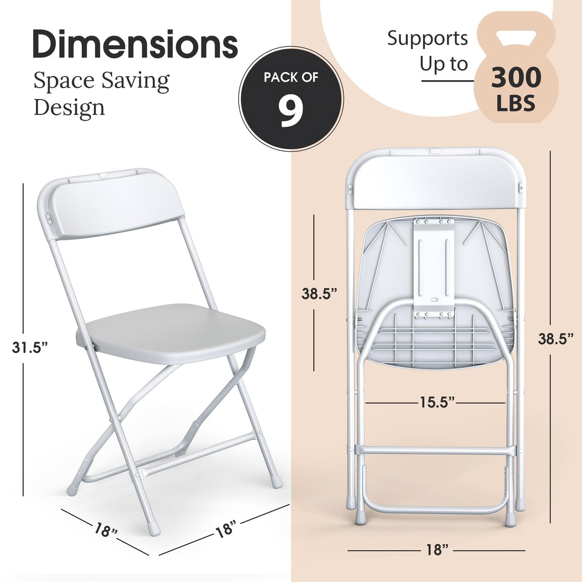 White Foldable Plastic Chair 9 Pack J30827