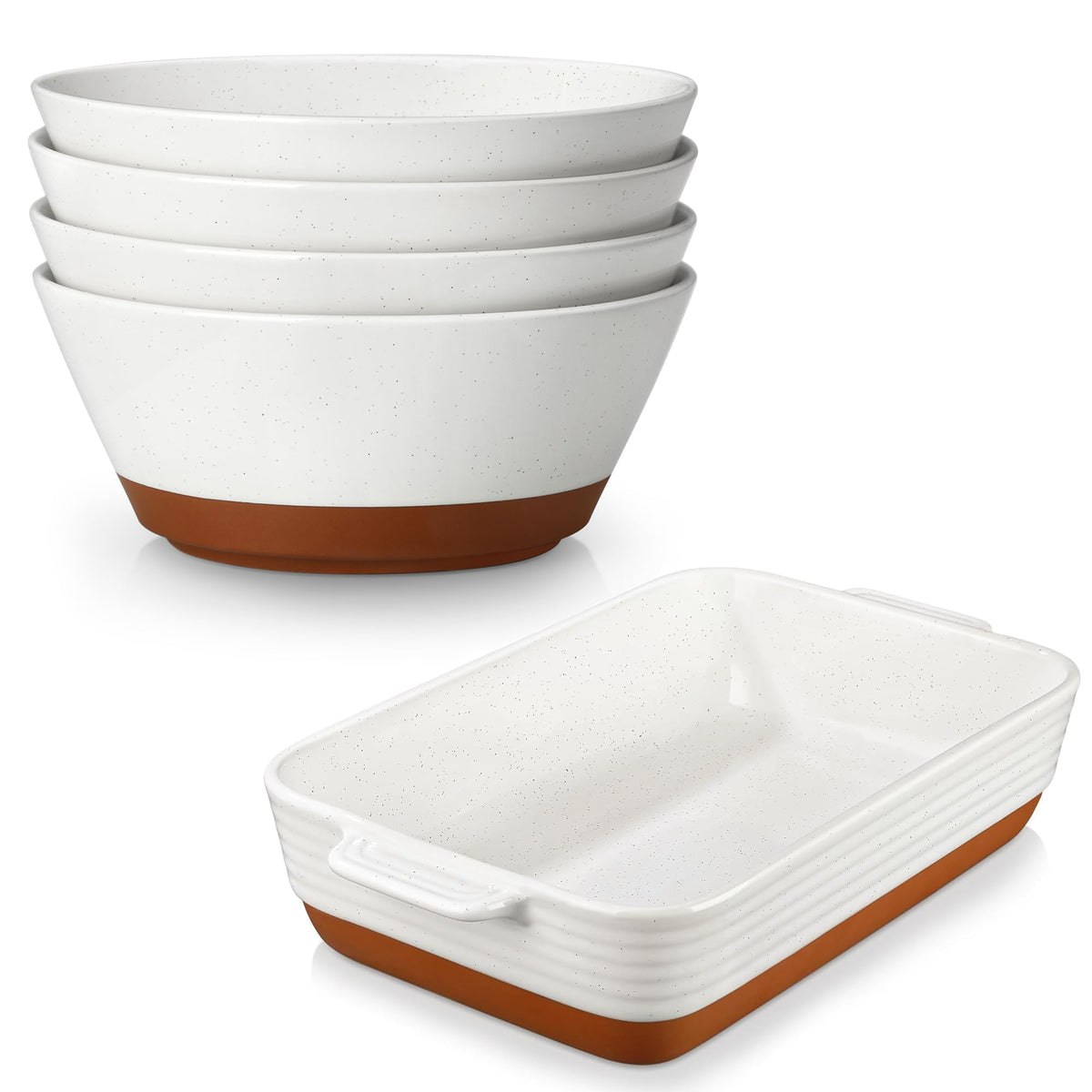Ceramic Soup Bowl Set of 4 and Baking Dish B79892