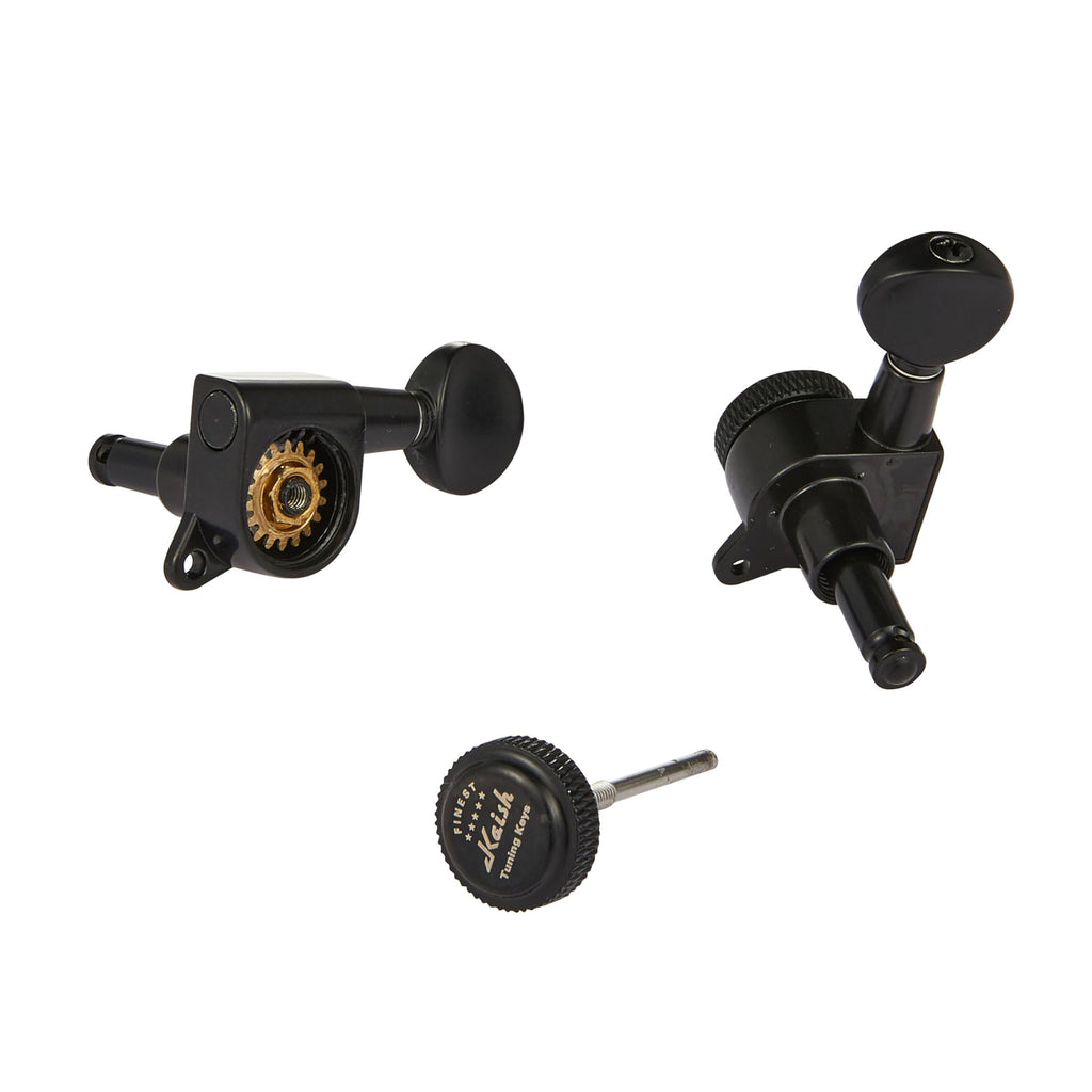 6 Inline Locking Guitar Tuners Black B3156