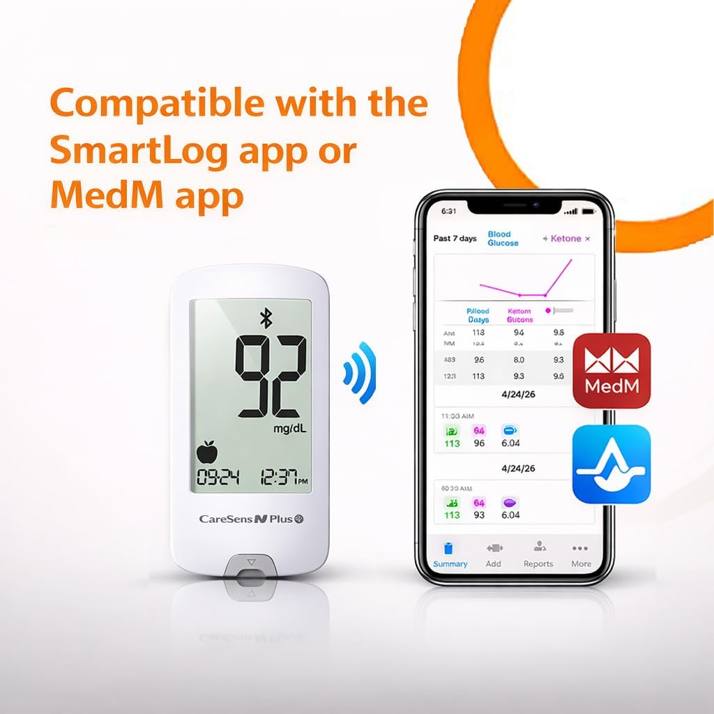 Bluetooth Blood Glucose Monitor Kit with 100 Test Strips and 100 Lancets J9928