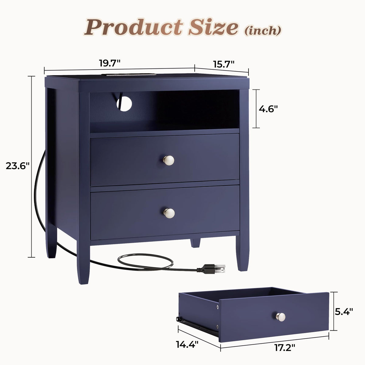 Blue Nightstand Set of 2 V540