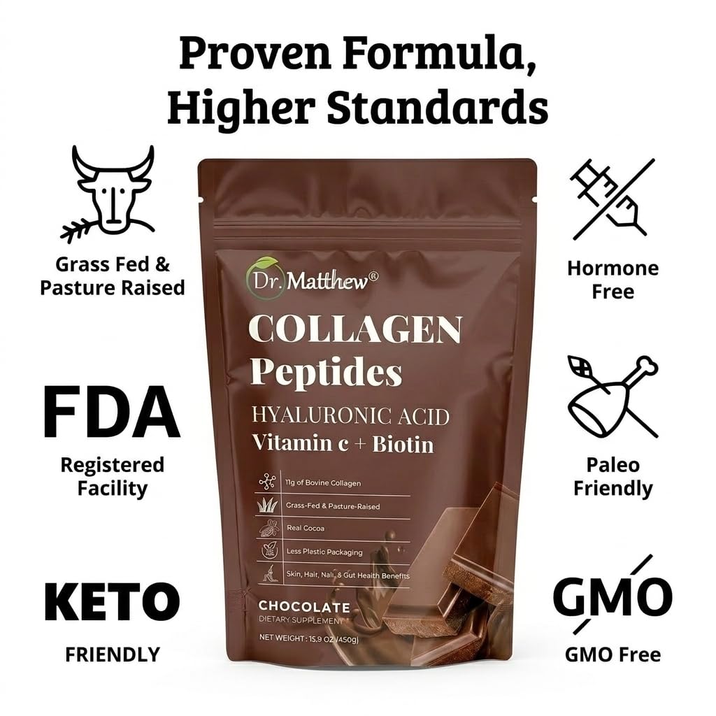 Chocolate Collagen Peptides Powder with Hyaluronic Acid and Vitamin C Q656709