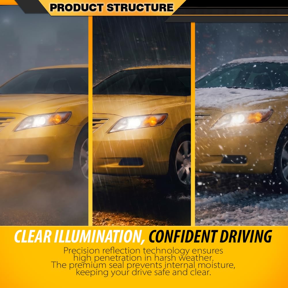 Clear Lens Chrome Housing Amber Reflector Headlight Assembly Pair D21761