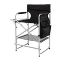 Black Foldable Makeup Chair with Side Table & Footrest Q726277