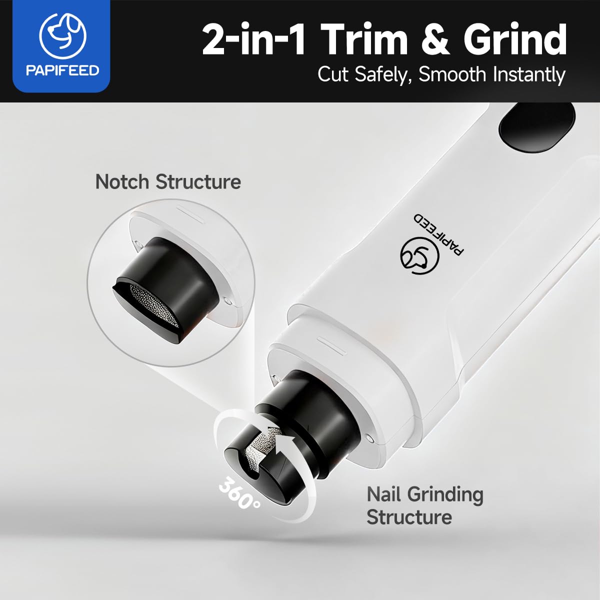 Ultra Quiet 3-Speed Rechargeable Dog Nail Grinder with LED Light Z456