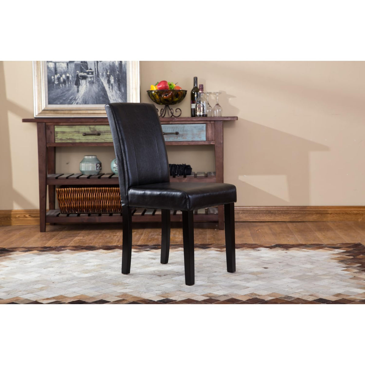 Solid Wood Leatherette Parson Chair Set of 2 A919