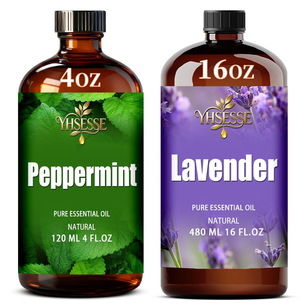 Peppermint and Lavender Essential Oil 4 Fl Oz and 16 Fl Oz U7609