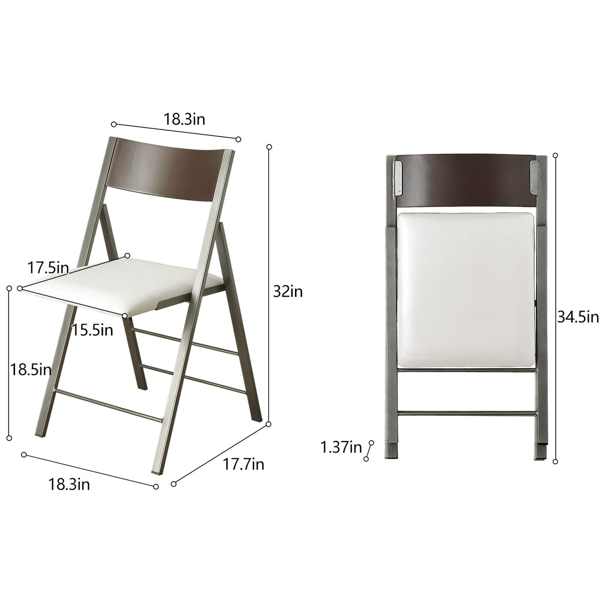 White 2 Pack Steel Frame Folding Chairs B449234