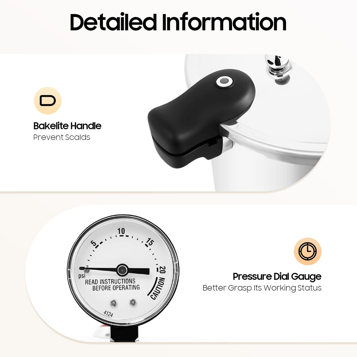 23 Quart Aluminum Pressure Cooker with Pressure Gauge & Release Valve T7954