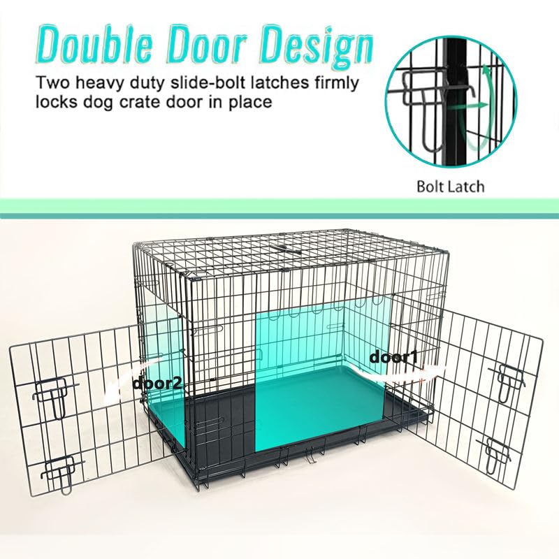 42-Inch Folding Metal Dog Crate with Divider and Tray K206768