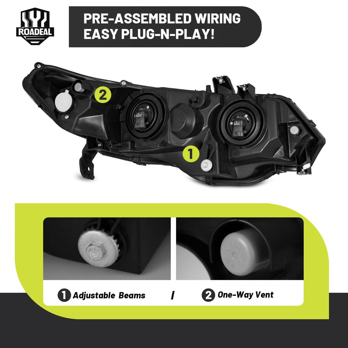 2006-2011 Honda Civic 2-Door Coupe Headlights X49512
