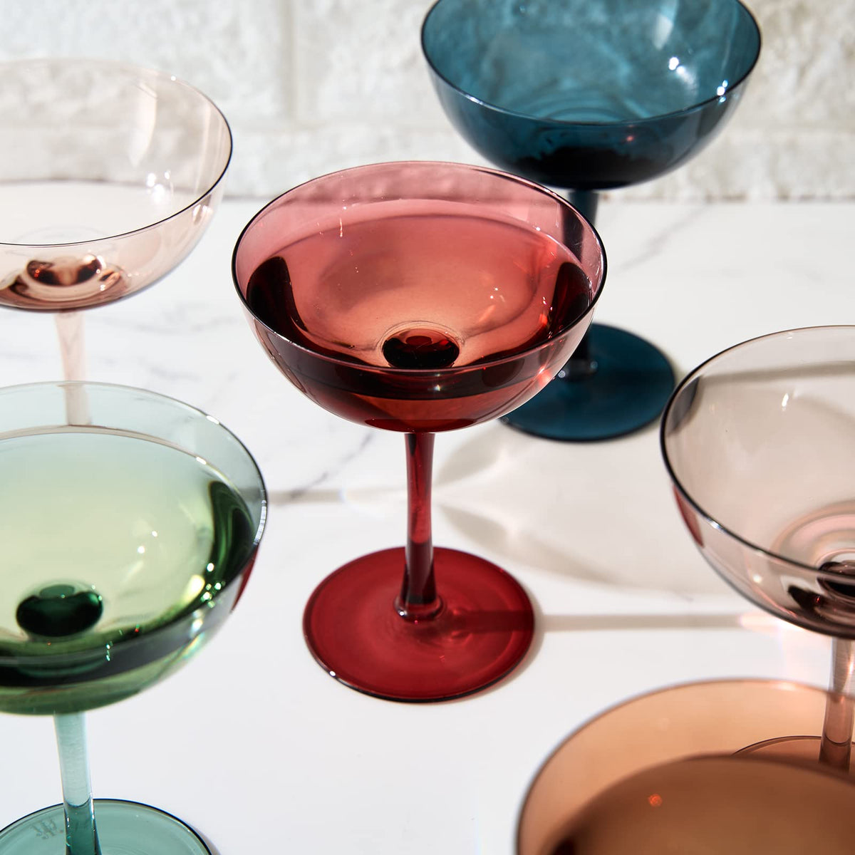 Colored Crystal Coupe Glasses Set of 6 P6171