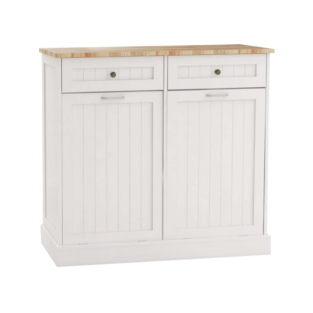 White Double Tilt Out Trash Can Cabinet with 10-Gallon Capacity V792