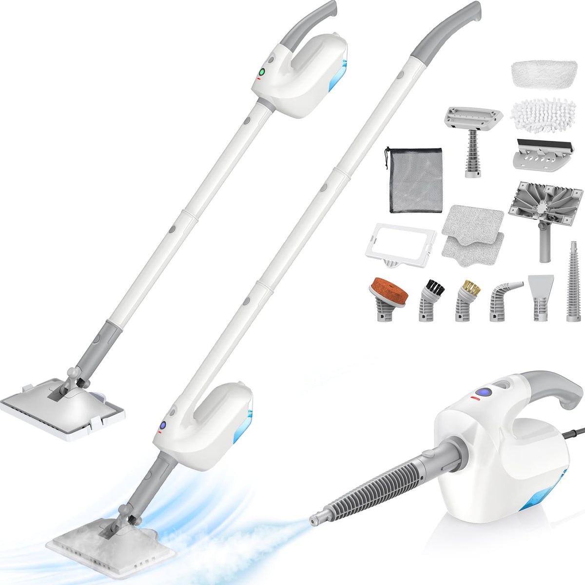 10-in-1 Steam Mop with Detachable Handheld Steamer R9566