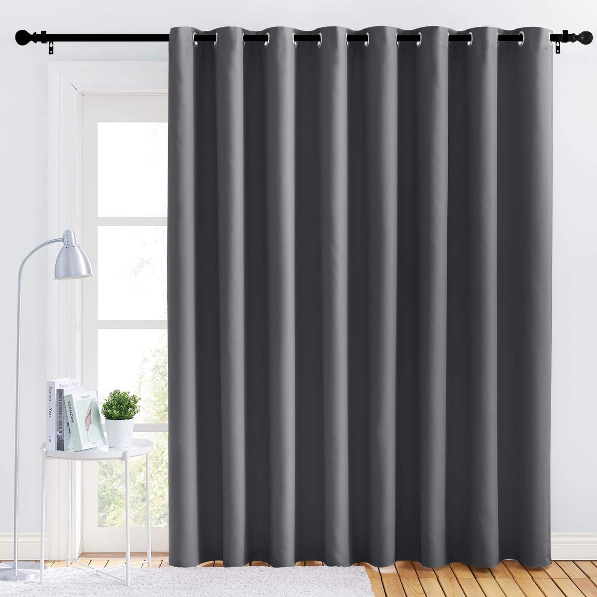 Grey 120 by 84 Inch Blackout Curtain Panel D622