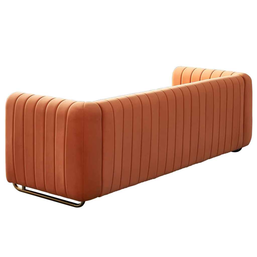 Orange Velvet 84 Inch 3-Seater Sofa N46689