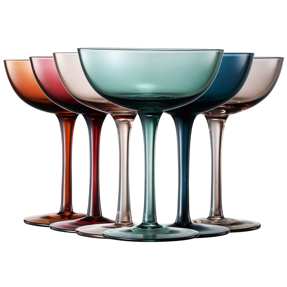 Colored Crystal Coupe Glasses Set of 6 P6171