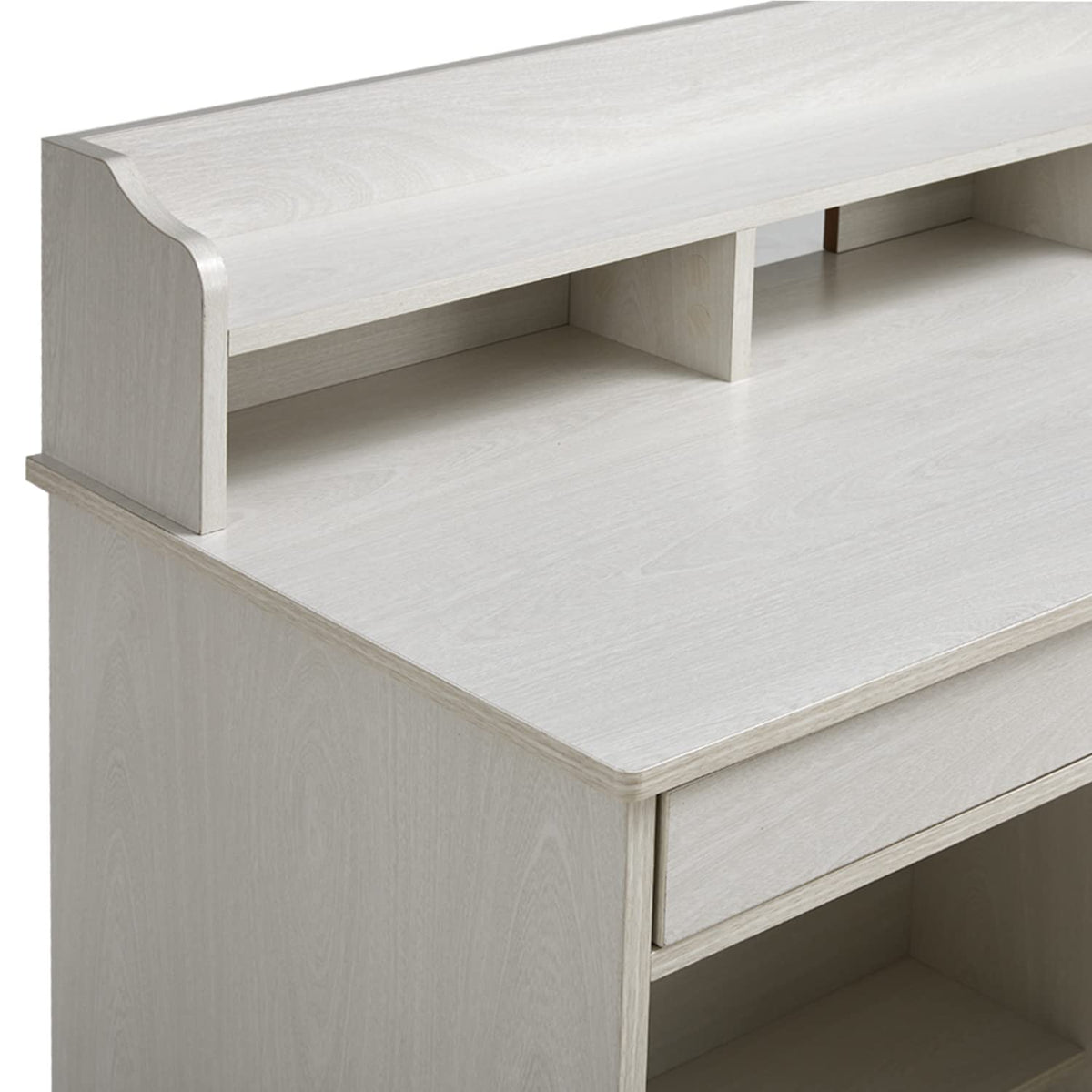 Oak White Computer Desk with 4 Drawers and Hutch Shelf N998309