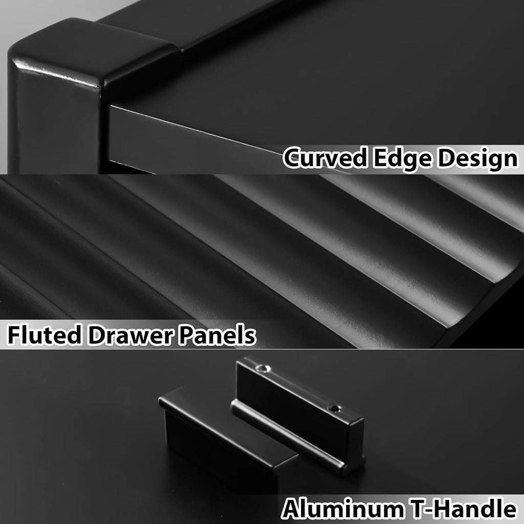 Black 6 Drawer Wood Dresser O691844