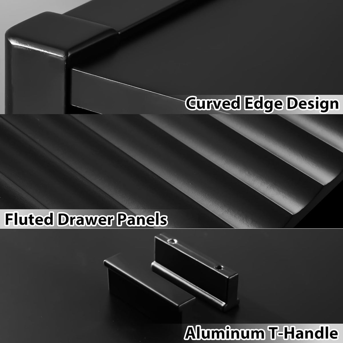 Black 6 Drawer Wood Dresser O691844