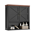 Black Wall Mounted Bathroom Cabinet with Adjustable Shelf B6434