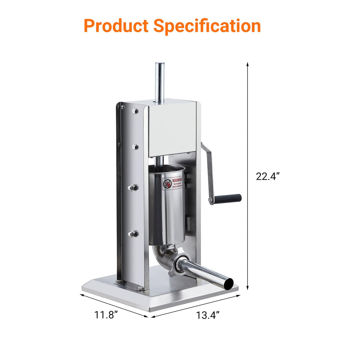 Manual 7 LB Stainless Steel Sausage Stuffer with 4 Stuffing Tubes V41800
