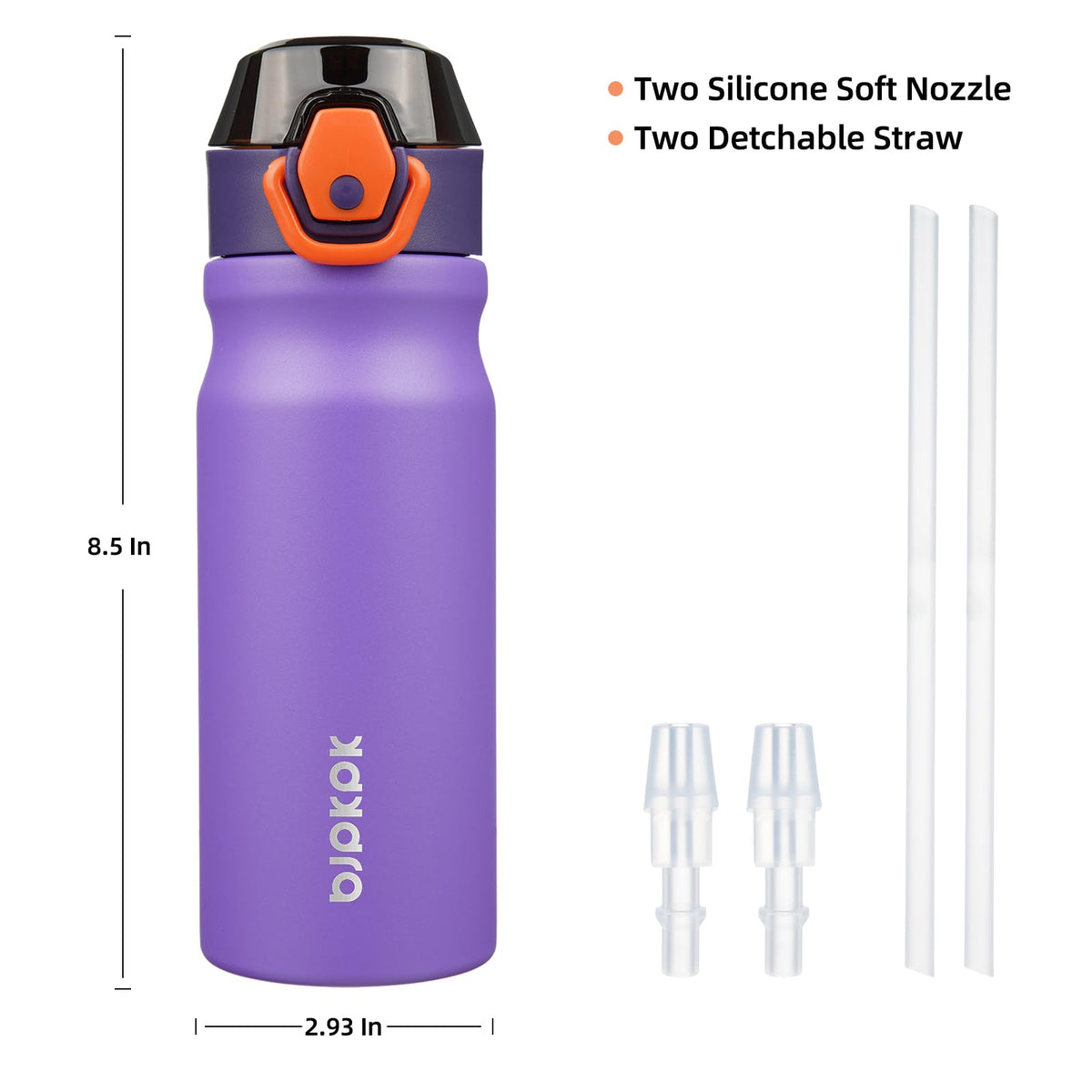 18 oz Insulated Stainless Water Bottle with Straw & Handle E603