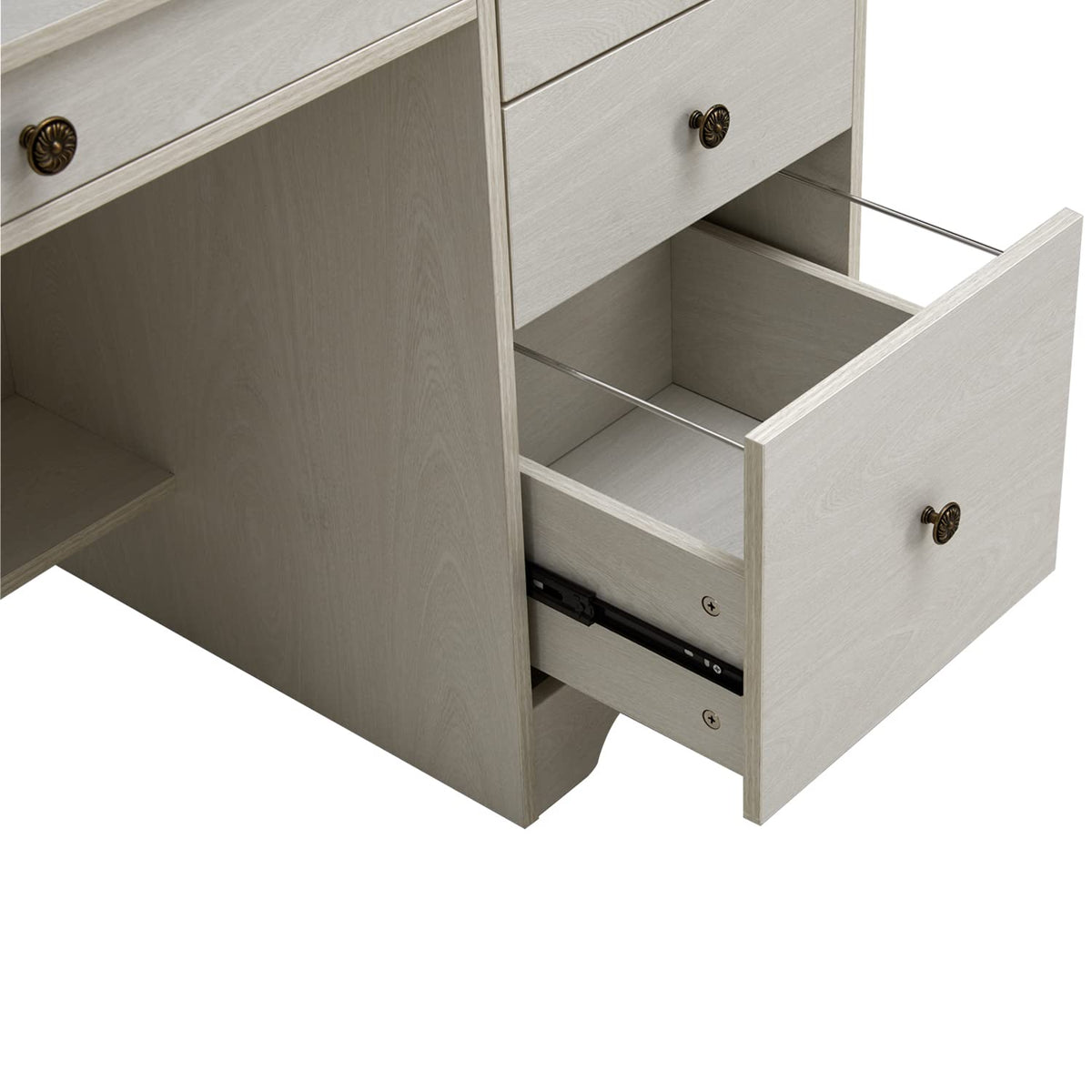Oak White Computer Desk with 4 Drawers and Hutch Shelf N998309